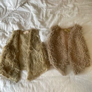 FUR VEST BUNDLE, both size small in very good condition